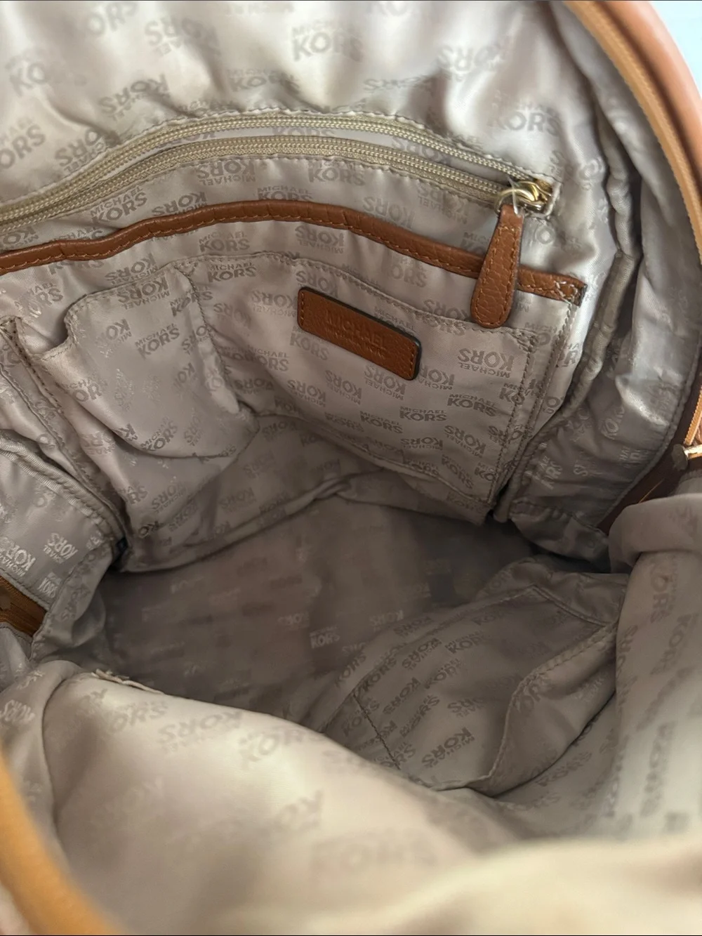Michael Kors Brown Leather Backpack with Gold Hardware